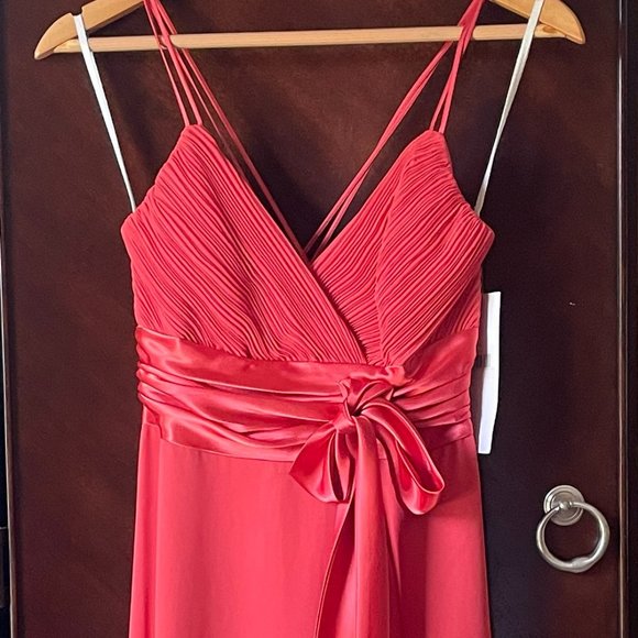 NWT Landmark Coral Spaghetti-Strap Cocktail Dress With Matching Wrap, Size Small - Picture 3 of 6